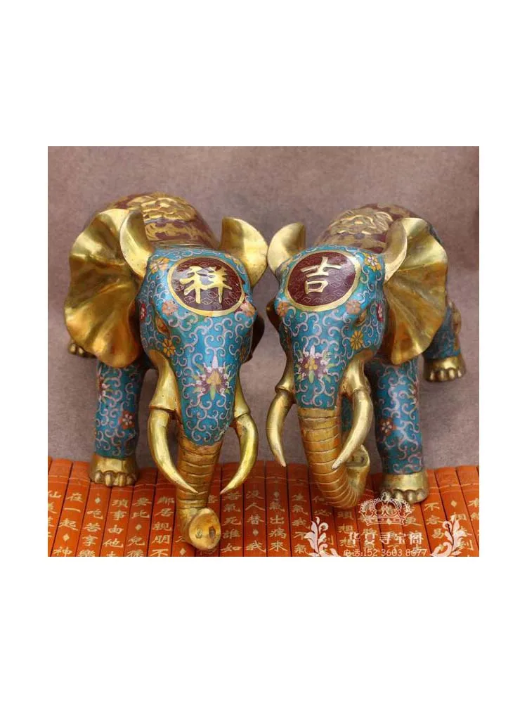 Китайская статуя со слоном эмалированным цветочным дизайном | Дом и сад