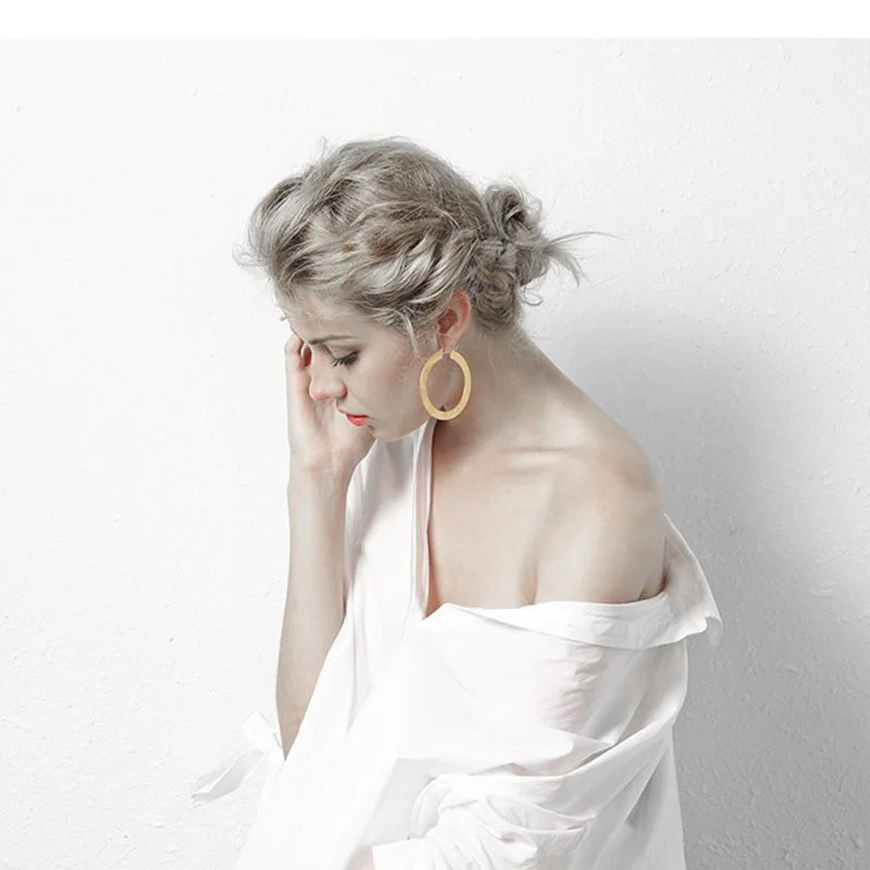 Модные Винтажные серьги-кольца из нержавеющей стали 48 см 35 58 большие круглые