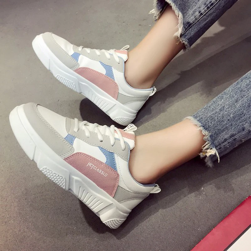 Женская обувь на плоской подошве новинка 2019 года кроссовки Модные дышащие