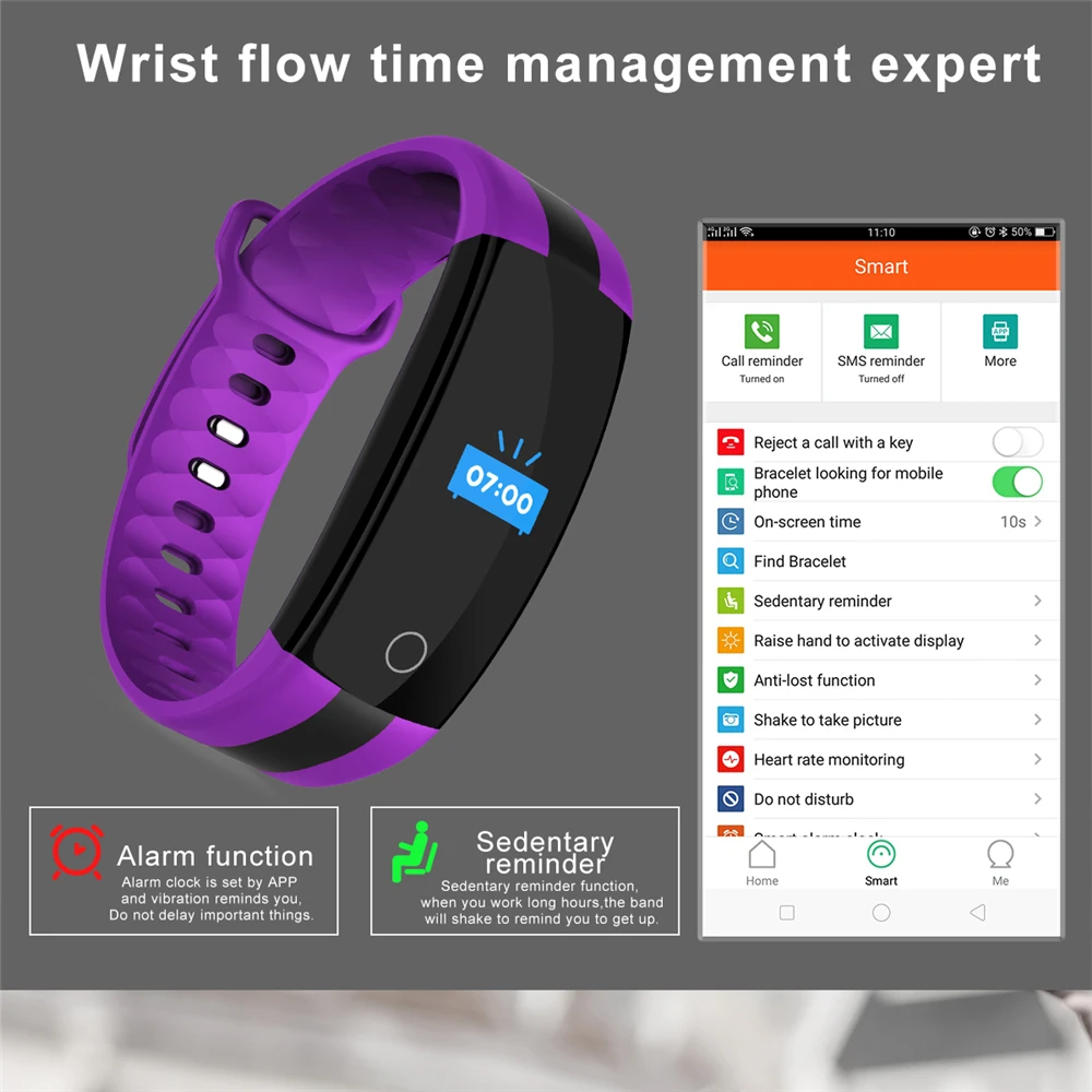 Смарт браслеты Для мужчин Спорт Фитнес трекер умный Браслет Pulse Шагомер напоминание для IOS телефона