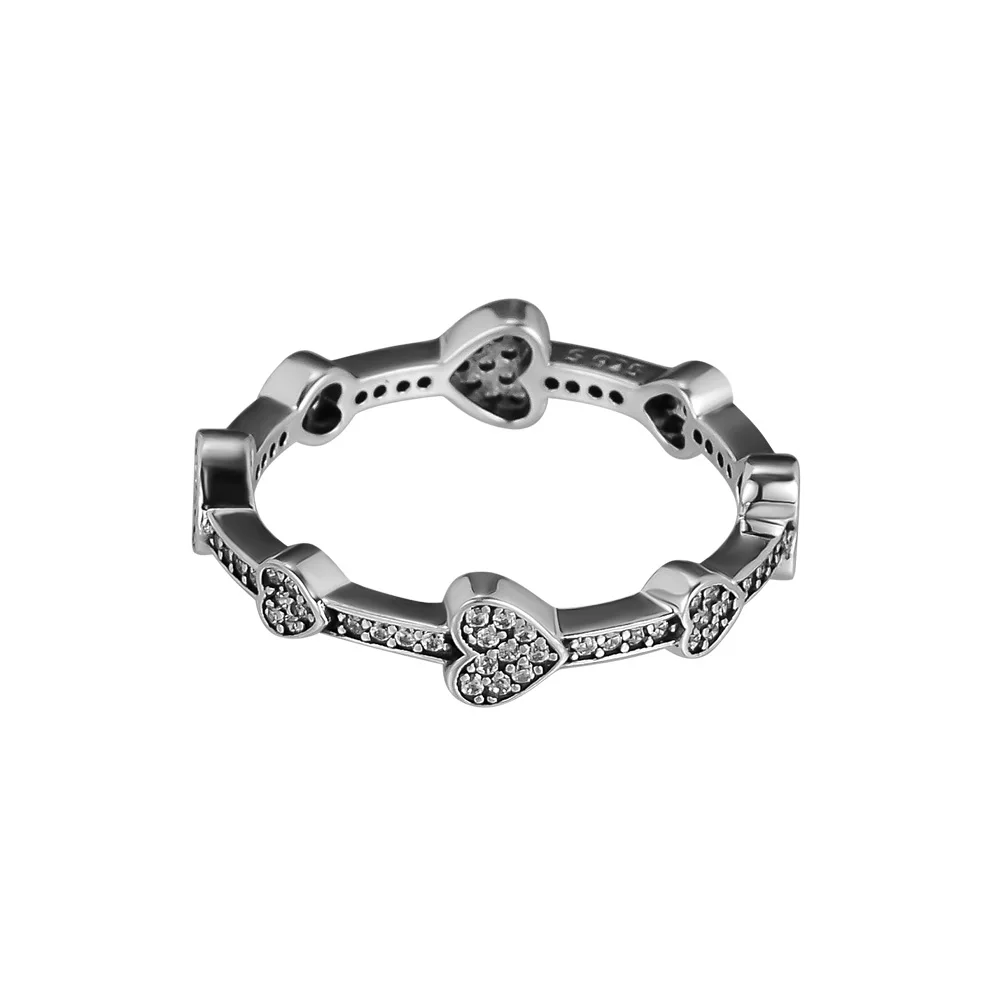 

Alluring Hearts Rings with Clear CZ 100% Authentic 925 Sterling Silver Jewelry Free Shipping