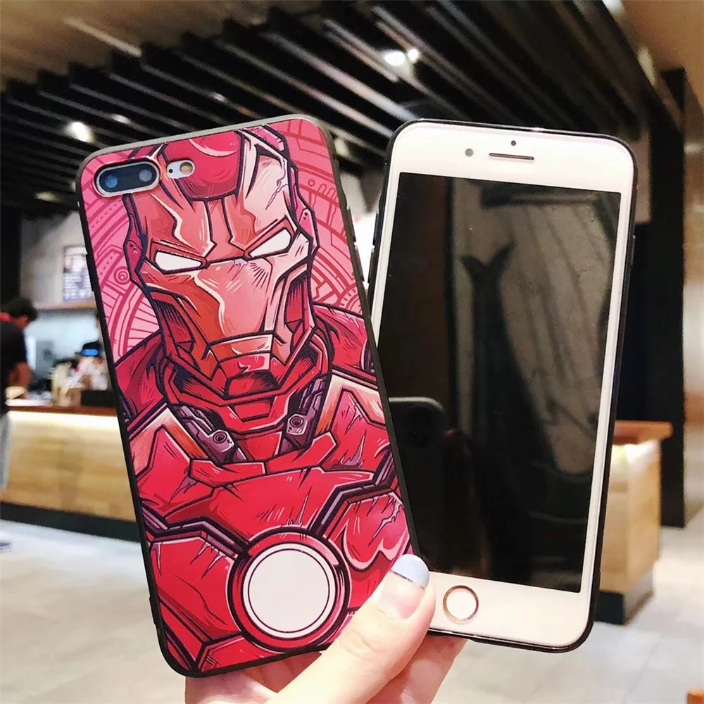 Okdeals мультфильм выбивает чехол для телефона Iphone 7 Plus Мода Железный человек мягкий