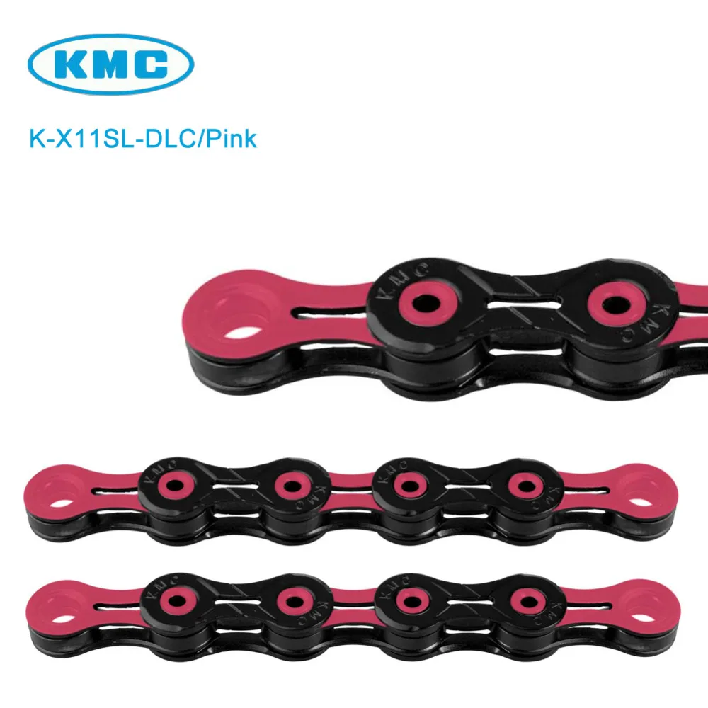 Оригинальный KMC X11SL DLC 11 скоростной черный/розовый для треккинга 116 звеньев супер