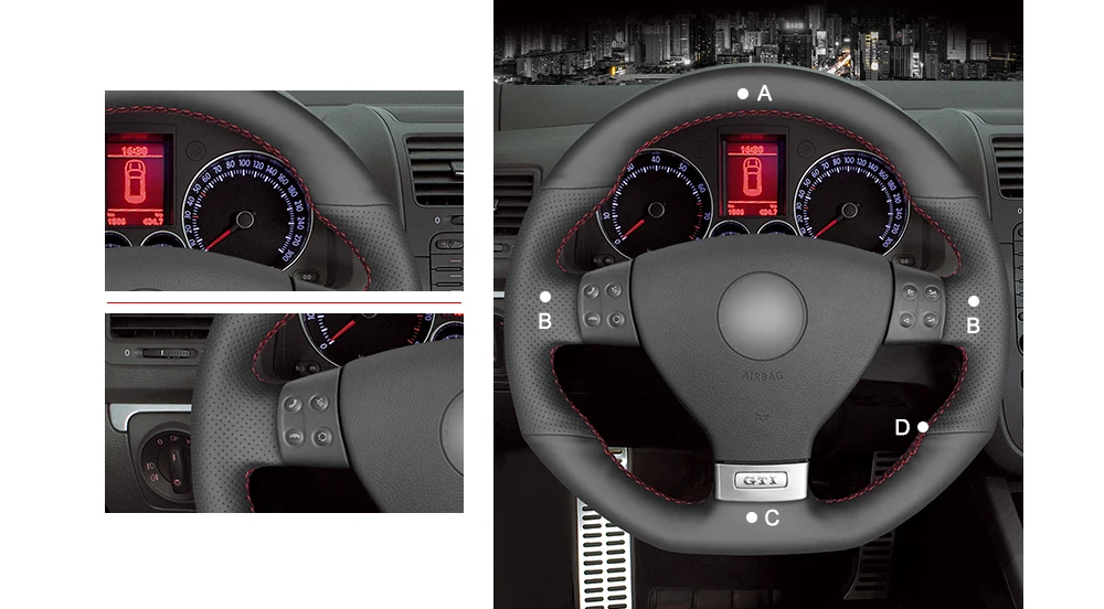MEWANT черный искусственный кожаный чехол рулевого колеса автомобиля для Volkswagen Golf 5 Mk5 GTI VW Golf 5 R32 Passat R GT 2005