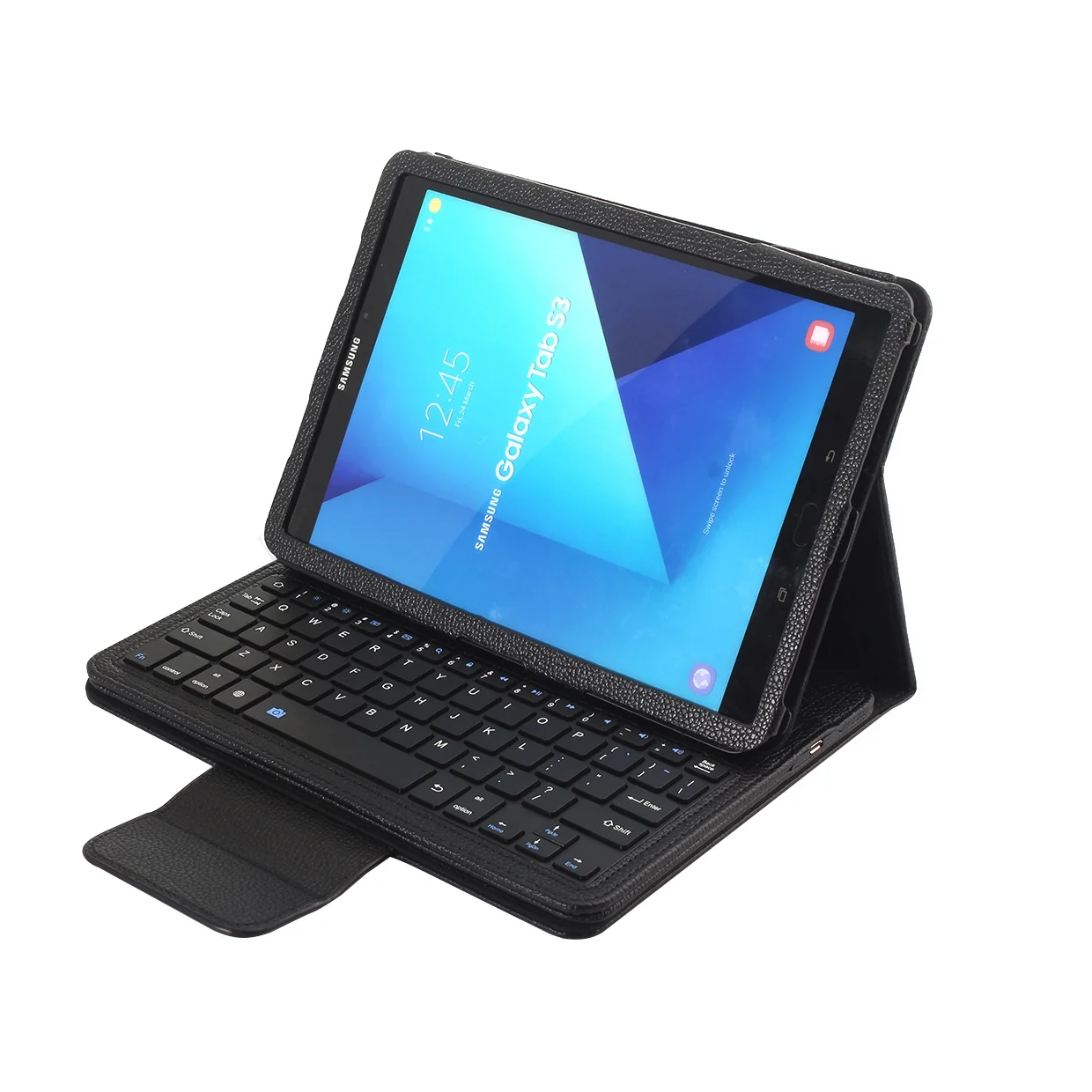 Для samsung Galaxy Tab S3 9,7, беспроводной Bluetooth чехол с клавиатурой для Galaxy Tab S3 9,7 T820, кожаный чехол-подставка для планшета+ стилус - Цвет: Черный