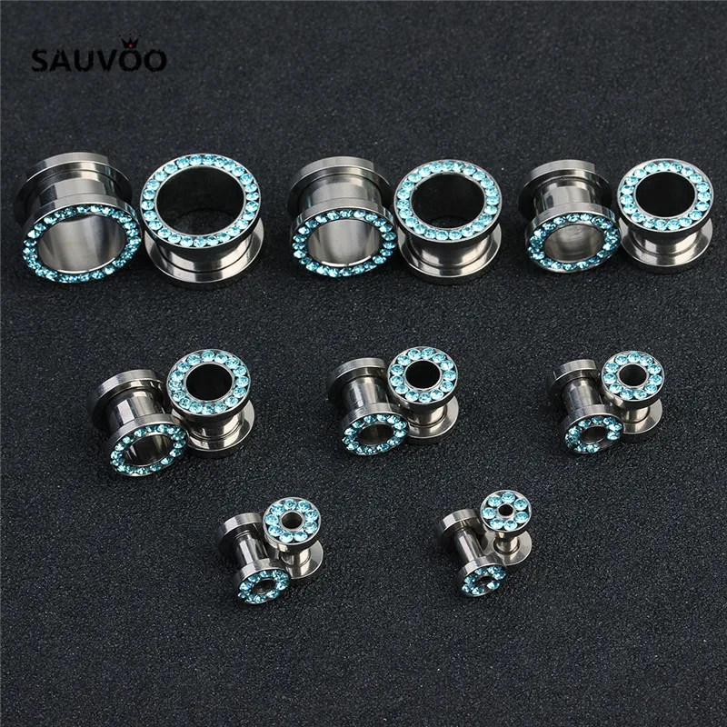 Sauvoo 2 шт. панк стальные красные черные розовые синие Кристальные затычки для ушей