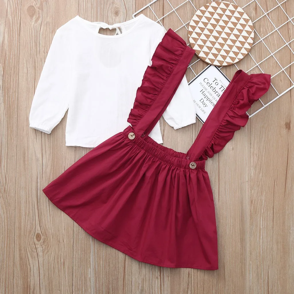 SAGACE/комплекты принцессы для маленьких девочек Блузка с длинными рукавами Топы +