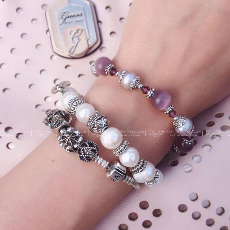 Бренд DAIMI Мода браслеты из натурального жемчуга размер можно регулировать для