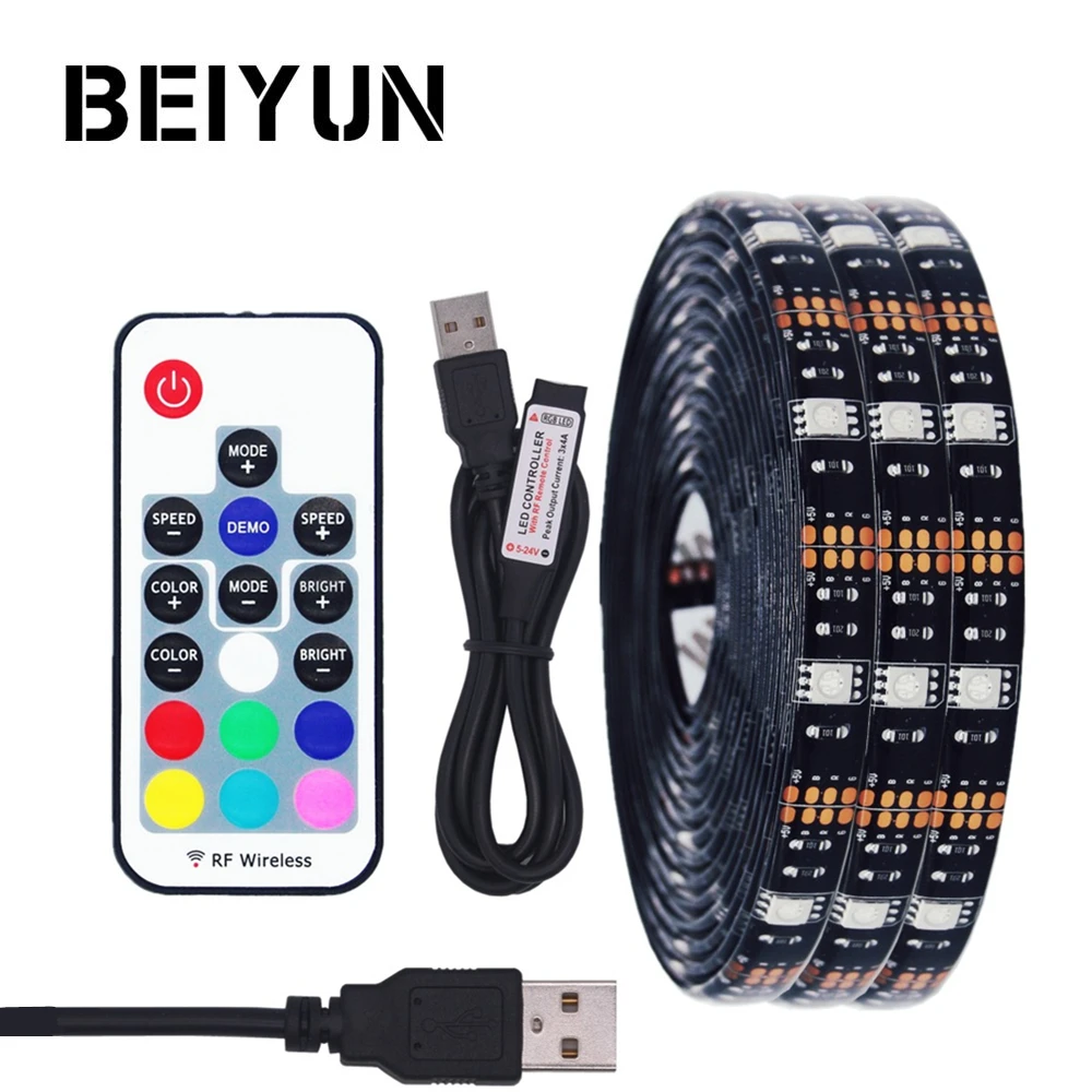 DIY 5050 RGB Светодиодная лента Водонепроницаемая DC 5 В USB светодиодный светильник гибкие ленты 50 см 1 м 2 м 3 м 4 м 5 м добавить пульт дистанционного управления для ТВ фона