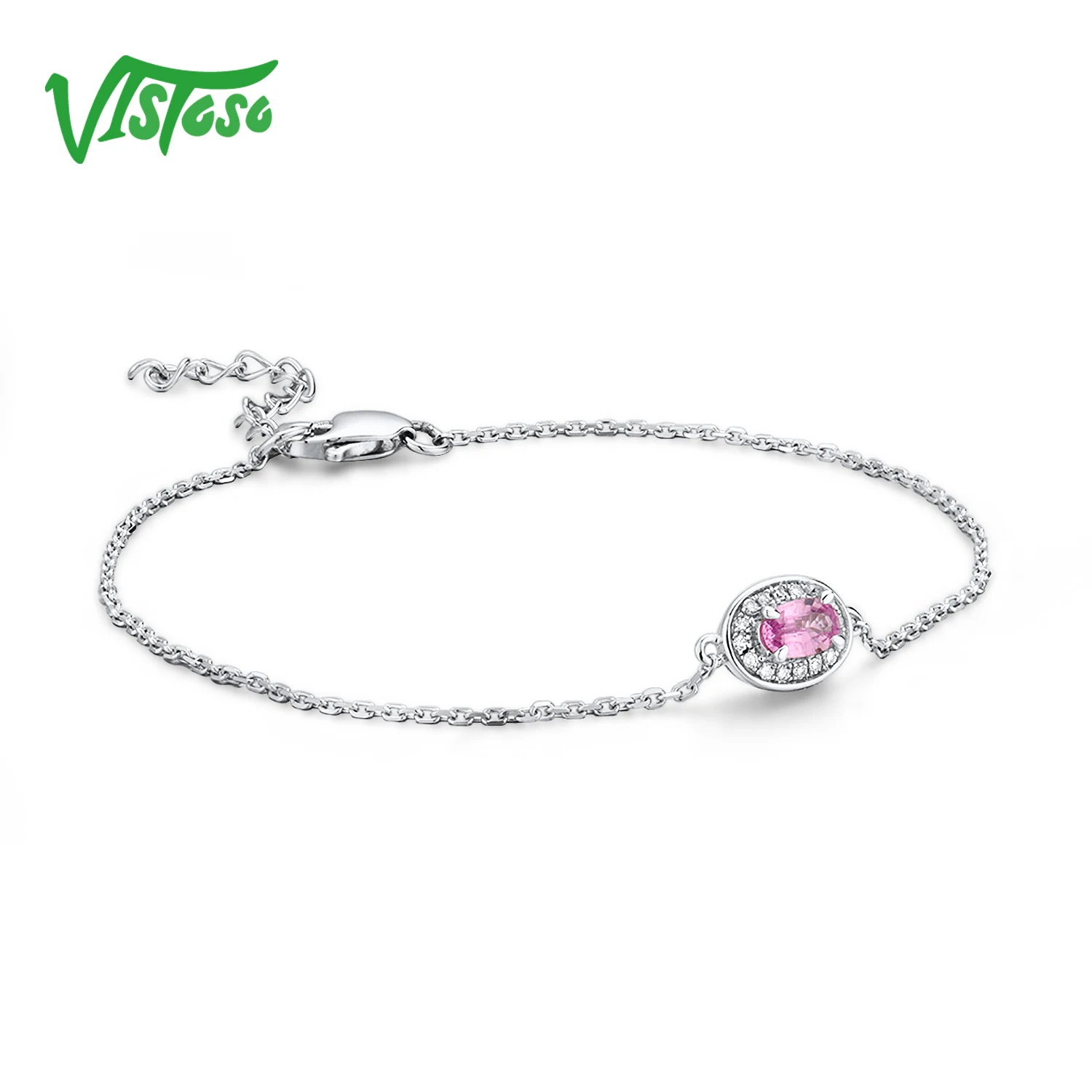 VISTOSO 14 K W/Y/R золотые браслеты для женщин Необычные розовый/синий сапфир/Изумруд/рубиновый Блестящий бриллиантовый браслет юбилей ювелирные изделия