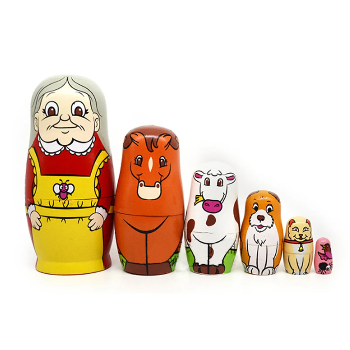 C 6 шт., Русская Матрешка, куклы ручной работы, собака, кошка, Матрешка, набор кукол, Матрешка, игрушки, домашний декор, детский подарок на день рождения - Цвет: C