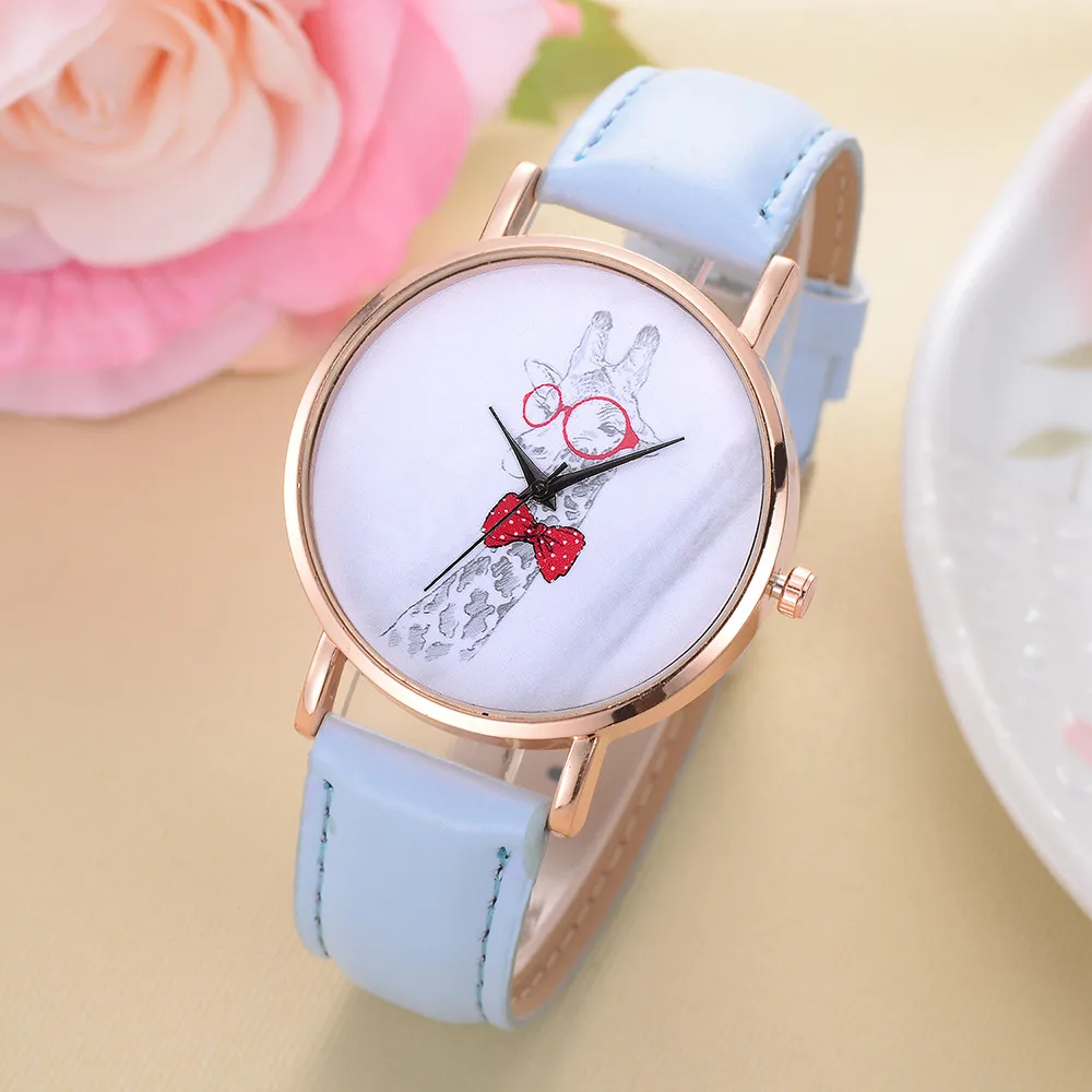 Новые стильные женские часы с жирафом из нержавеющей стали аналоговые кварцевые