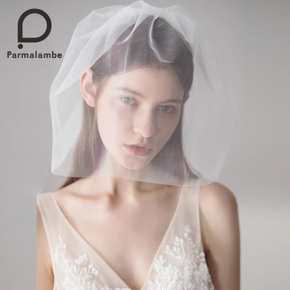 Фата ручной работы Parmalambe короткая свадебная фата двухслойный свадебный