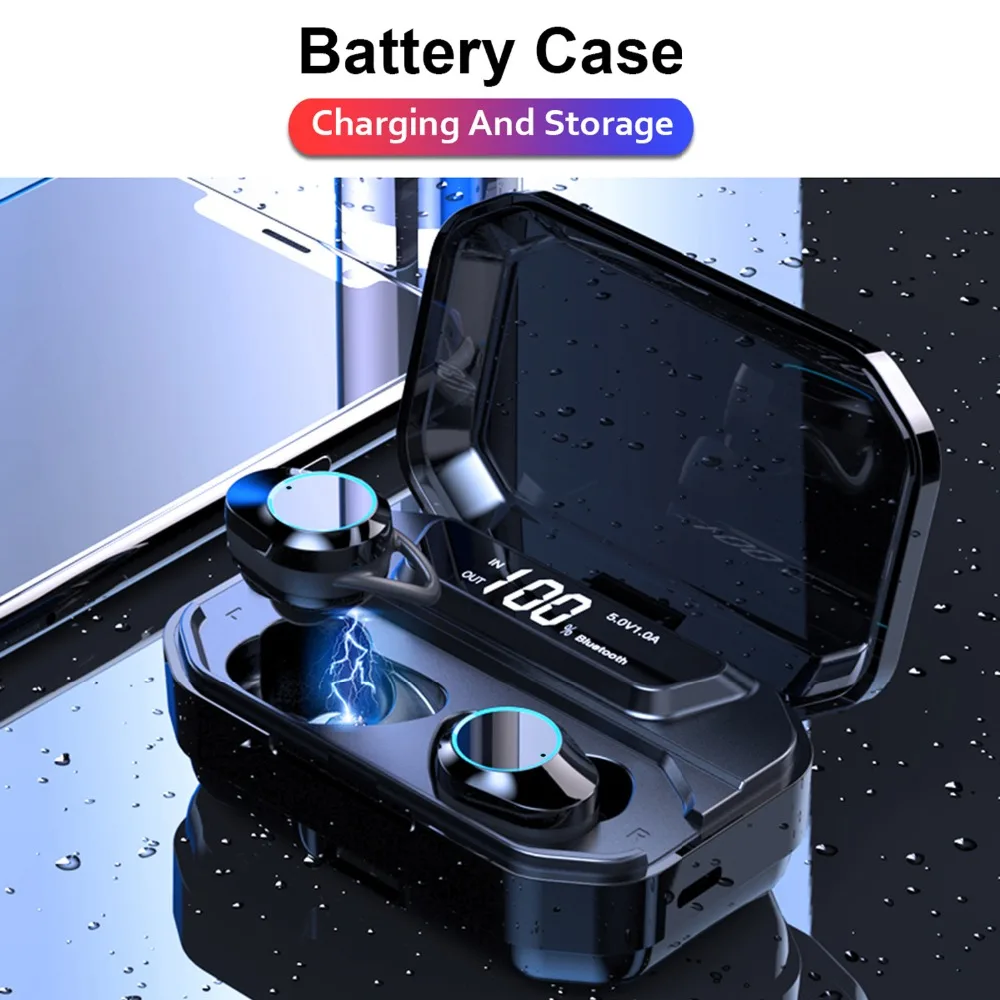 TWS 5,0 Bluetooth 6D стерео наушники беспроводные наушники IPX7 водонепроницаемые наушники 3300 мАч светодиодный умный внешний аккумулятор держатель для телефона