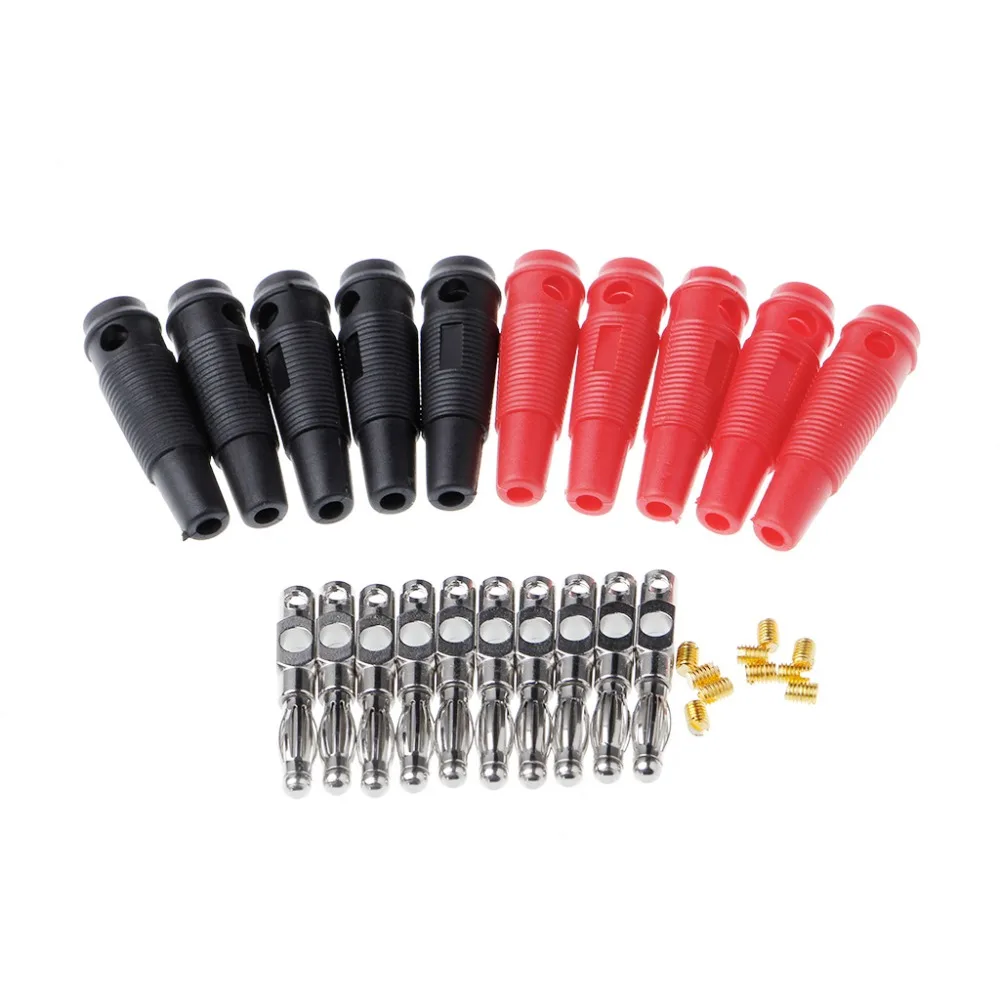 

10Pcs/set Straight Insulated Safety 4mm Male Banana Plug Wire Solder DIY Connectors