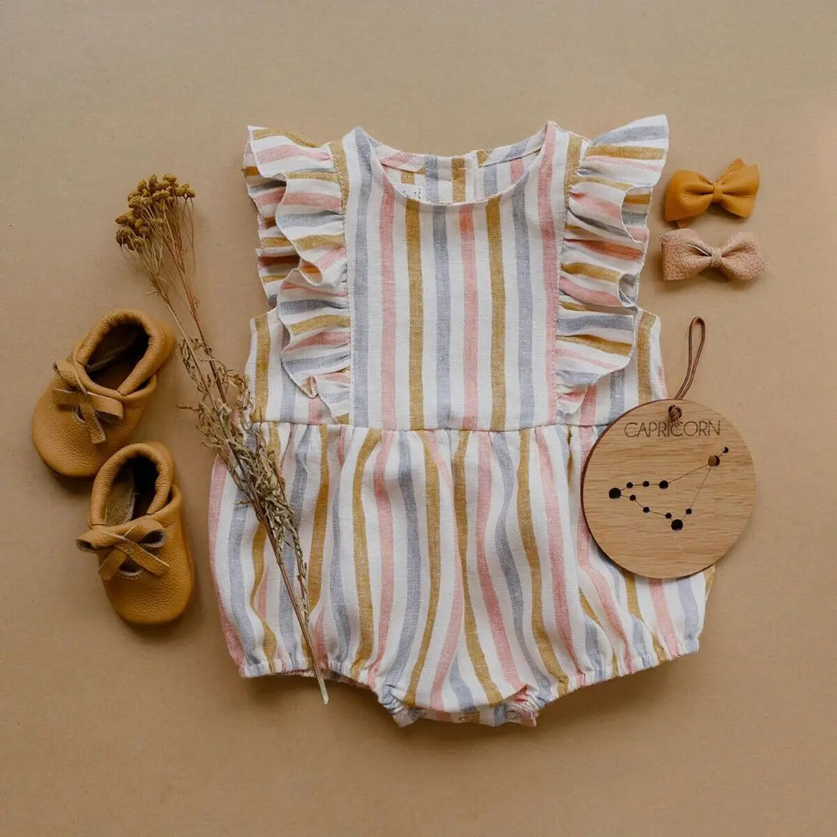 

Newborn Baby Girl Clothes Striped Jumpsuit Romper Summer Cute Ruffles Baby Girls Clothes Outfits Rompers