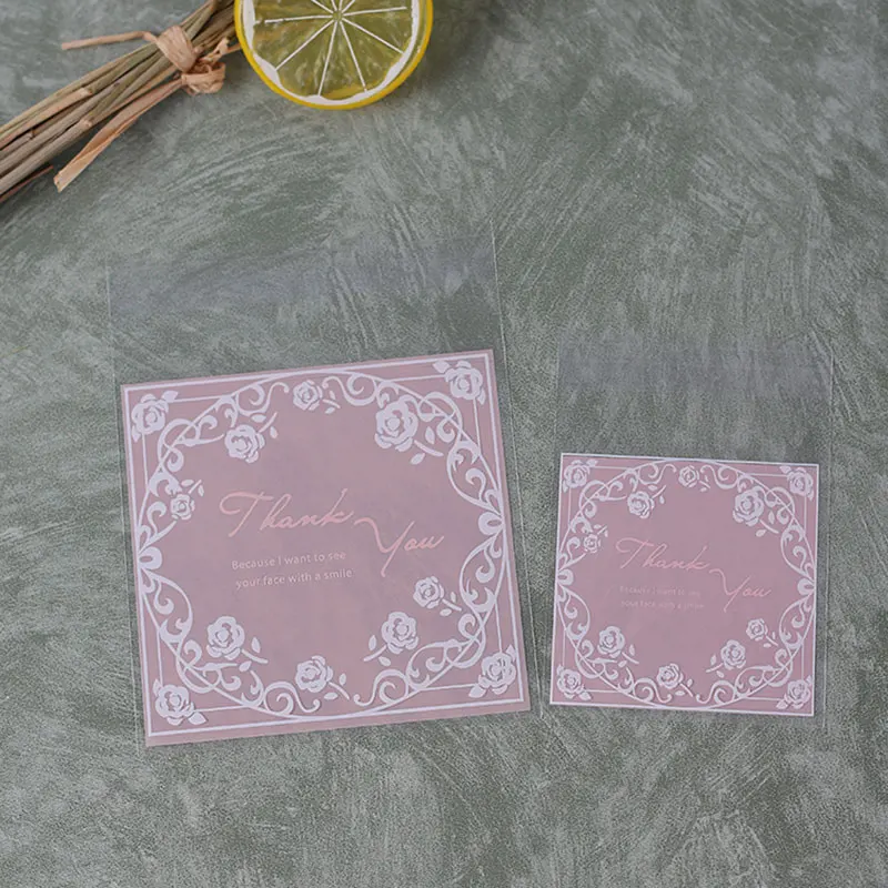 100 шт./лот розовая роза Венок клейкая сумка печенье diy Подарочные сумки для