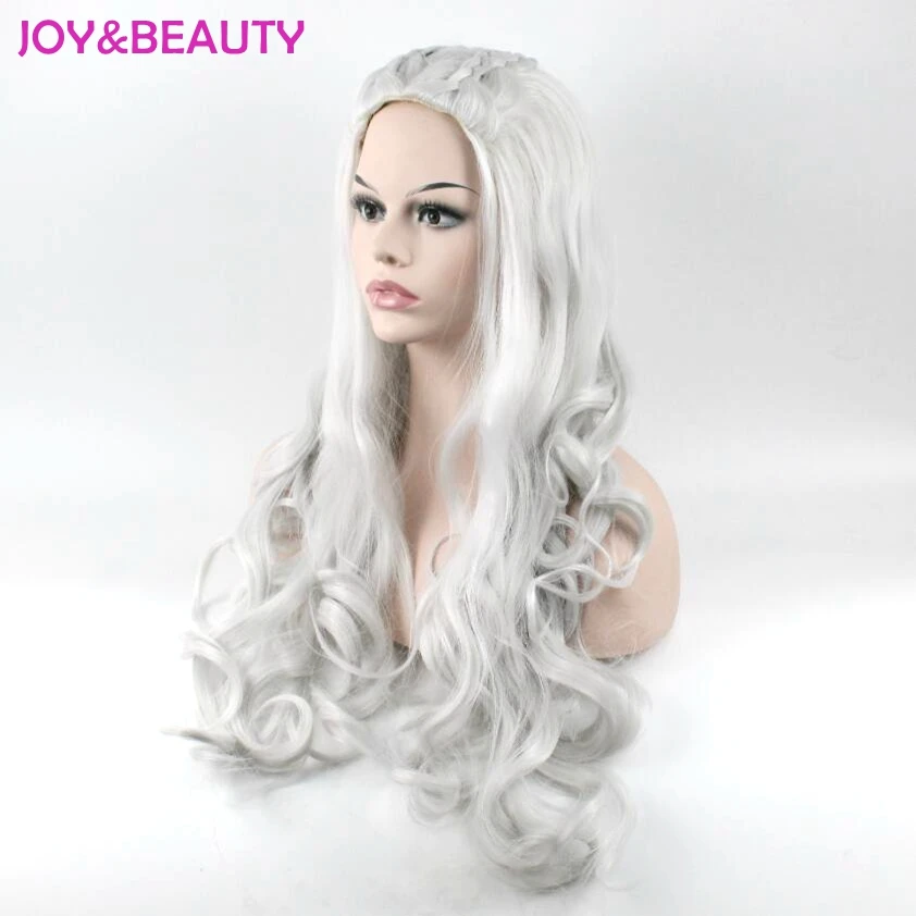 JOY& BEAUTY синтетические волосы длинные волнистые парик Игра Престолов Дейенерис Таргариен косплей парик высокая температура волокна волос парик Серый Золотой