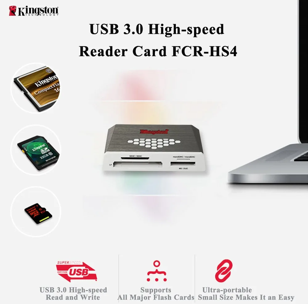 Картридер KINGSTON Micro SD Кард-Ридер USB 3.0 Считыватель Внешний CF TF SDHC/SDXCUHS-1 Microsd многофункциональный Вспышки Устройство Чтения Карт памяти