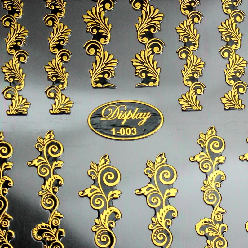 Флуоресцентные цветные Позолоченные 3d наклейки для дизайна ногтей декоративные