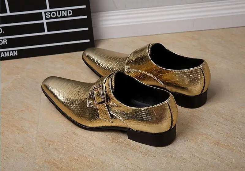 Туфли мужские под змеиную кожу натуральная кожа пряжка вечерняя Обувь для