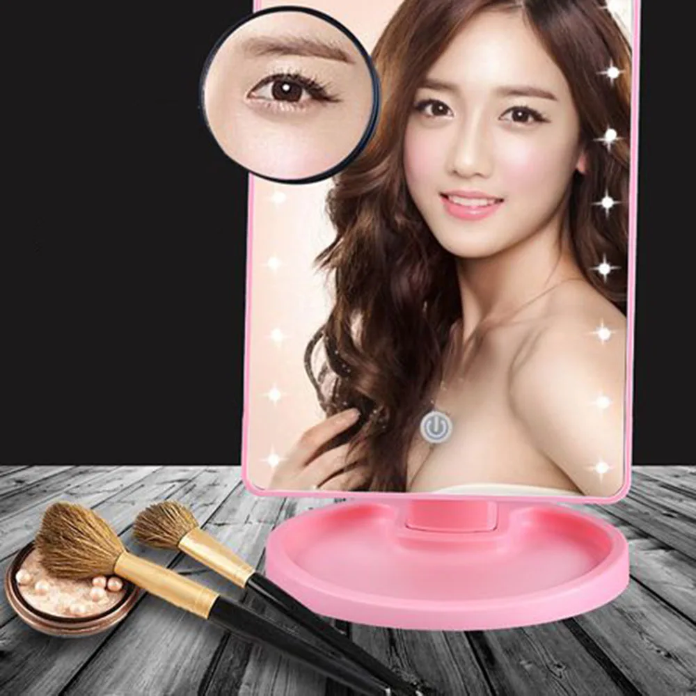 Зеркало для макияжа с сенсорным экраном и 22 светодиодами мягкое регулируемое USB