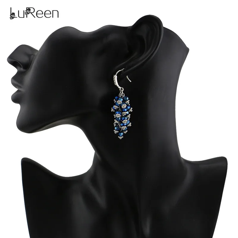 LuReen, Boho, ручная работа, хрустальные бусины, серьги для женщин, цветные, длинные, с кисточками, висячие серьги, ювелирное изделие, рождественский подарок, LE0207