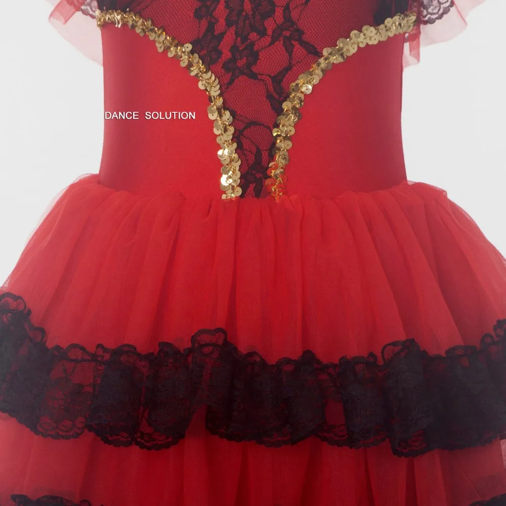 Красная фотоюбка с кружевными блестками и 3 слойной тюлевой юбкой балетное