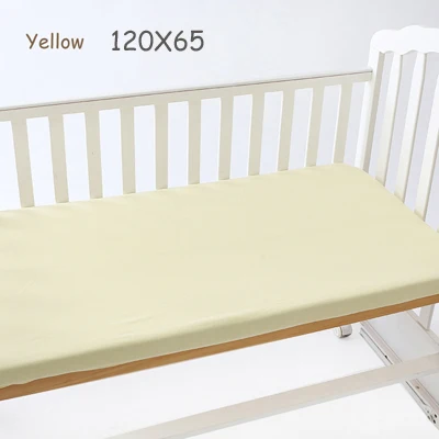 yellow 120X65 7 цветов 3 Размер хлопкового трикотажа Джерси установлены Простыни Детская Детские кроватки/корзина/чехол для матраса - Цвет: yellow 120X65