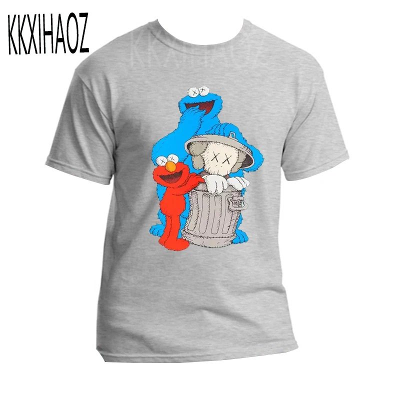 Мужская футболка с рисунком из мультфильма Улица Сезам (печенье монстр и Элмо)