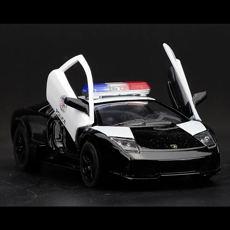 Kinsmart 1:36 Murcielago LP640-4 полицейская игрушка машинка литая под давлением модель автомобиля игрушка с оттягиванием для детей подарки коллекция игрушек