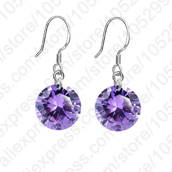 Женские серьги из серебра 925 пробы с фианитом 8 мм 6 цветов|hook earrings|earrings fashioncrystal