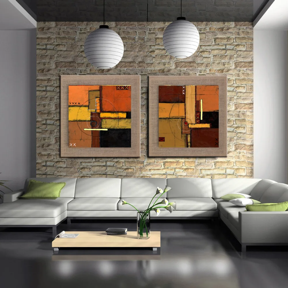 2 шт./компл. Современная Абстрактная живопись маслом офис стены Фотографии на