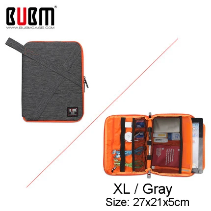 PDI-XL Gray BUBM дорожный кабель сумка портативный цифровой USB гаджет Органайзер жесткий диск для паспорта на молнии чехол для хранения комплект аксессуары - Цвет: PDI-XL Gray