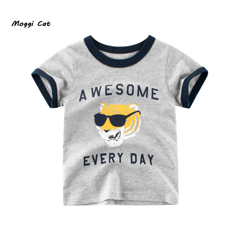 Moggi Cat/Новая летняя футболка с короткими рукавами и принтом животных модная для