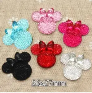 mix color 20pcs Смешанные цвета Минни Маус с бантом Смола в огранке кабошон Flatbacks Скрапбукинг для рукоделия 26x27 мм 20 шт - Цвет: mix color 20pcs