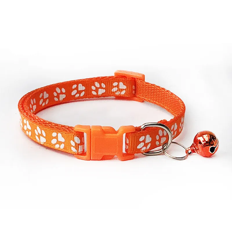 footprint orange 1 шт. ошейник для домашних животных с колокольчиком, милый маленький цветок, регулируемый ремень, нейлоновая ткань, щенок, плюшевый Кот, котенок, колье - Цвет: footprint orange
