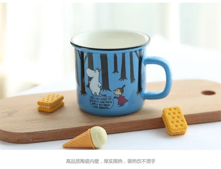 Мультяшные термосы Muumintroll Muumi Little My Cute, керамическая кофейная кружка, чайная пивная чашка с рукояткой
