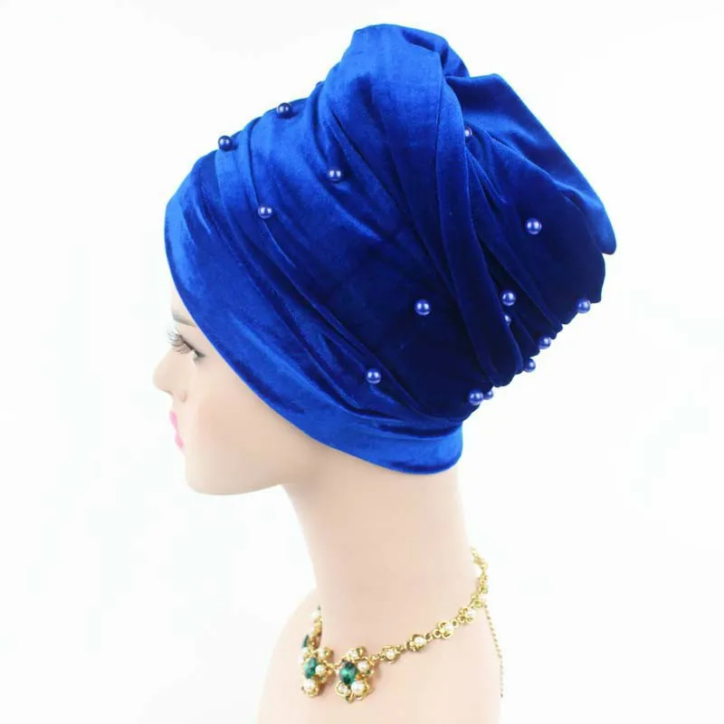 Velvet Muslim Women Scarf Hijabs Hat Luxury Beading Long Magic Turban Inner India Hair Accessories | Тематическая одежда и