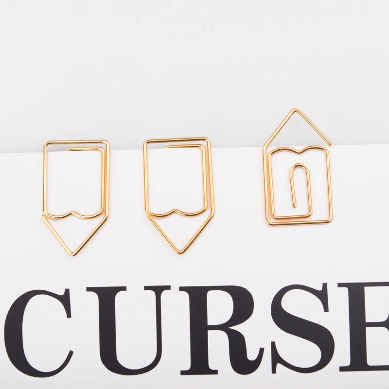 Золотые бумажные зажимы в виде домика мультяшная творческая формовка