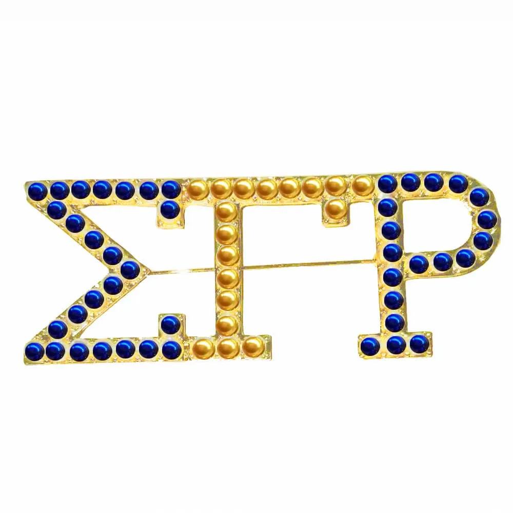 Gold W Mix color Греческое братство Sigma Gamma Rho символ синий желтый жемчужный брошь нагрудные значки - Окраска металла: Gold W Mix color