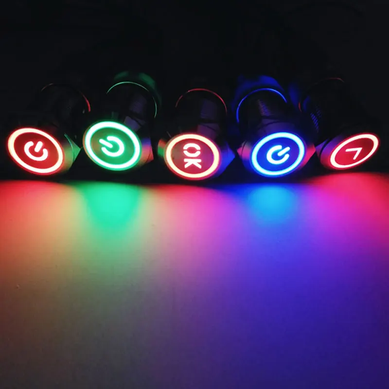 Металлический кнопочный переключатель 19 мм светодиодный 3 в 5 В 12 24 220 нержавеющая