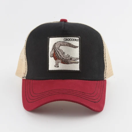 crocodile black red Новая бейсбольная Кепка с вышивкой волка, мужская и женская бейсболка в стиле хип-хоп, летняя кепка с дышащей сеткой - Цвет: crocodile black red