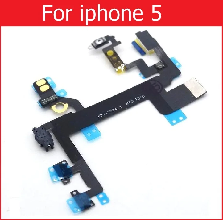 Гибкий кабель для отключения звука и громкости для iPhone 4, 4S, 5, 5S, 5C, SE, кнопка включения и выключения звука, шлейф, запасные части