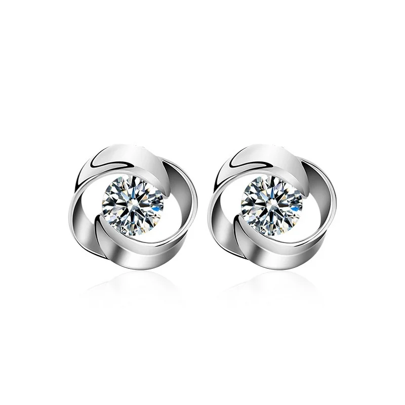 Authentic 925 Sterling Silver Beautiful fashion roses Clear CZ Stud Earrings for Women Fine Jewelry Bijoux MT0031 | Украшения и