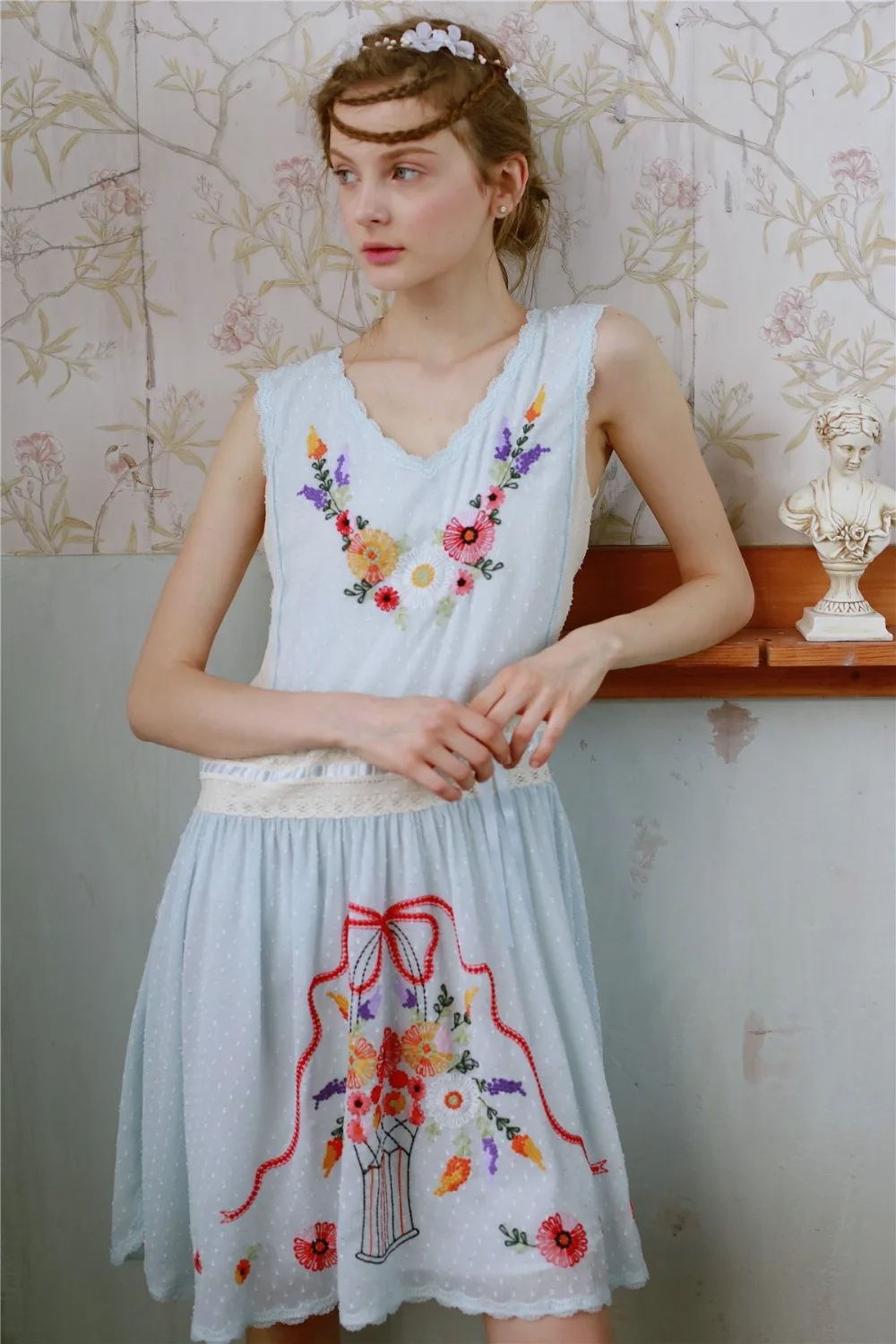 Женское платье в горошек с вышивкой|lynette's chinoiserie|polka dotdress dress |