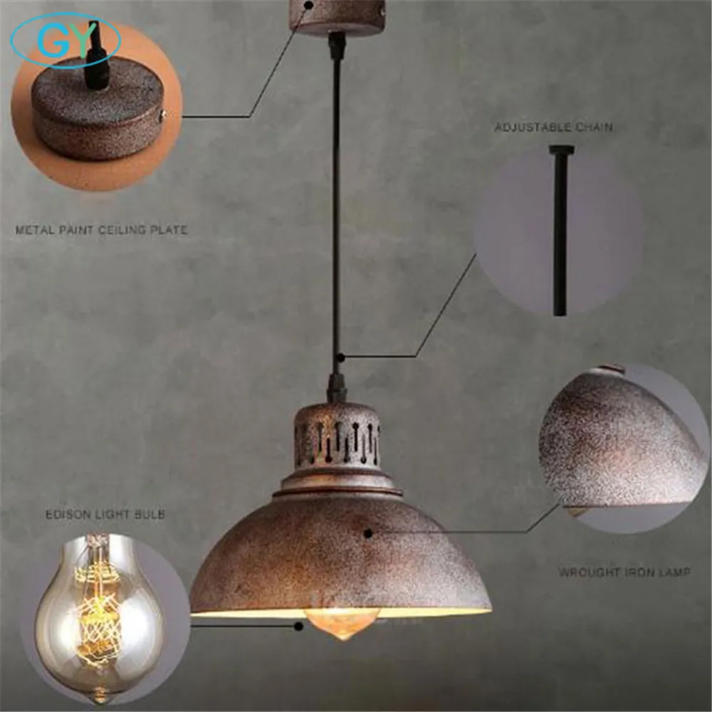 AC110-240V ретро промышленного ржавый edison лампы подвесной светильник винтажная