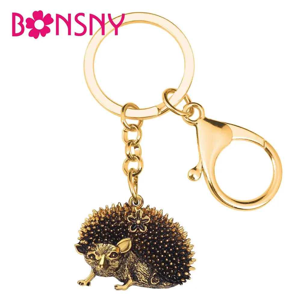 

Bonsny Alloy Funny Hedgehog KeyChain Keyrings Hipster Wild Animal Jewelry For Women Girls Bag Purse Charms Lots Gift Decoration