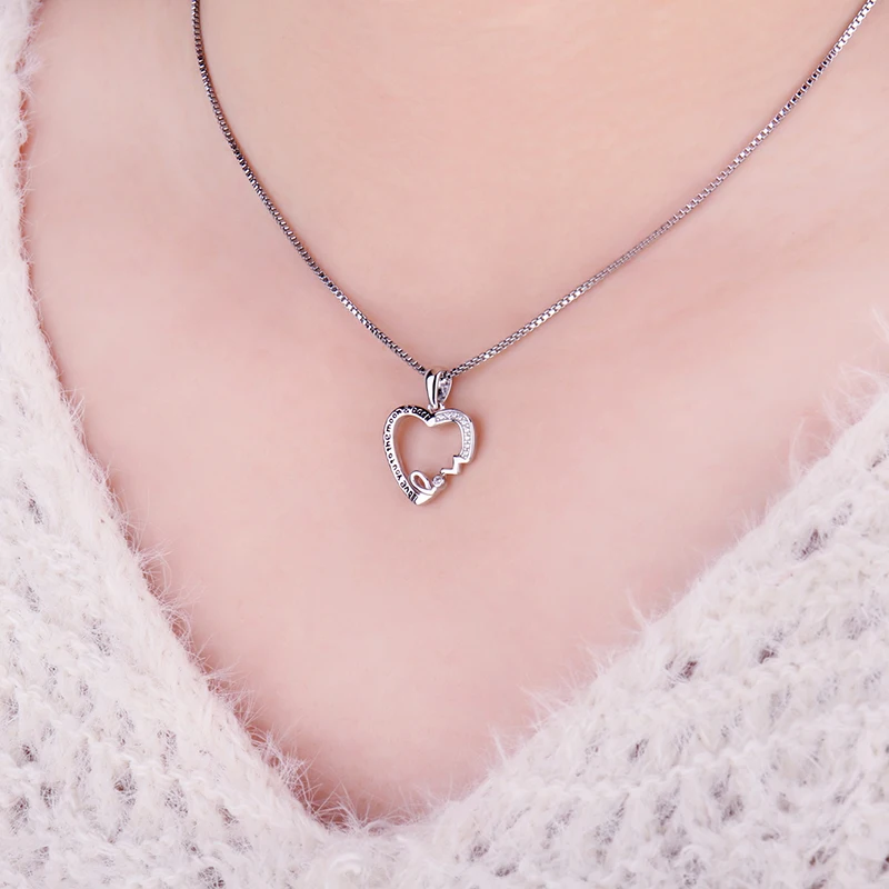 Love You Moon серебряный кулон-Сердце ожерелье 925 Серебряное колье эффектное женское