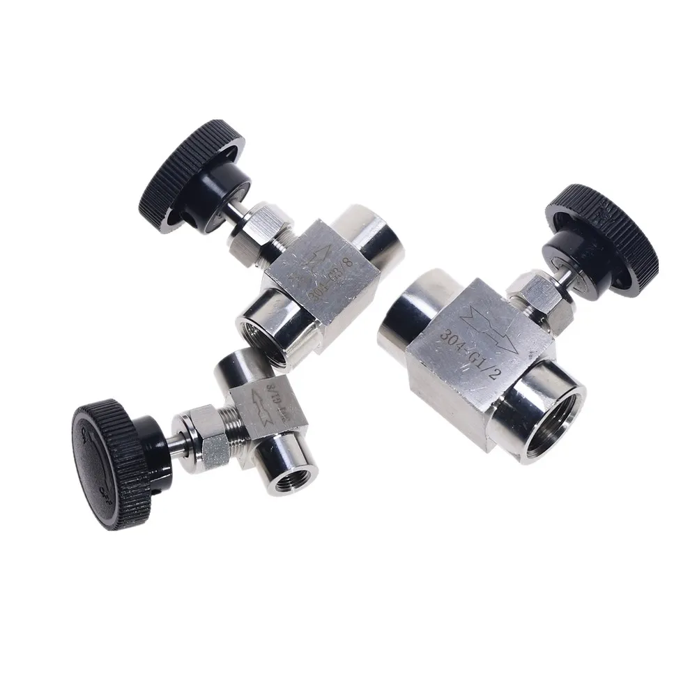 304 игольчатый клапан из нержавеющей стали 1/8 ''1/4'' 1/2 ''с внутренней резьбой BSP SS304 для воды, газа, масла